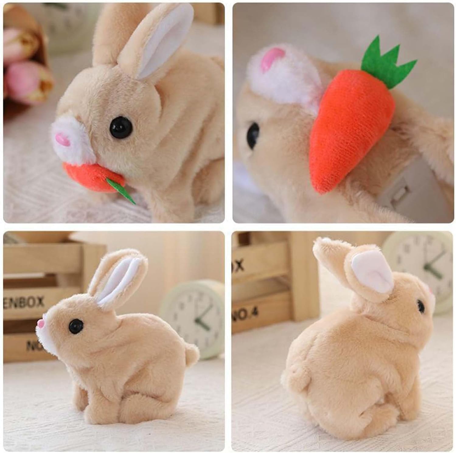 Skiennix Interactive Easter Bunny Toy - Plush Rabbit with Sounds & Movements | White