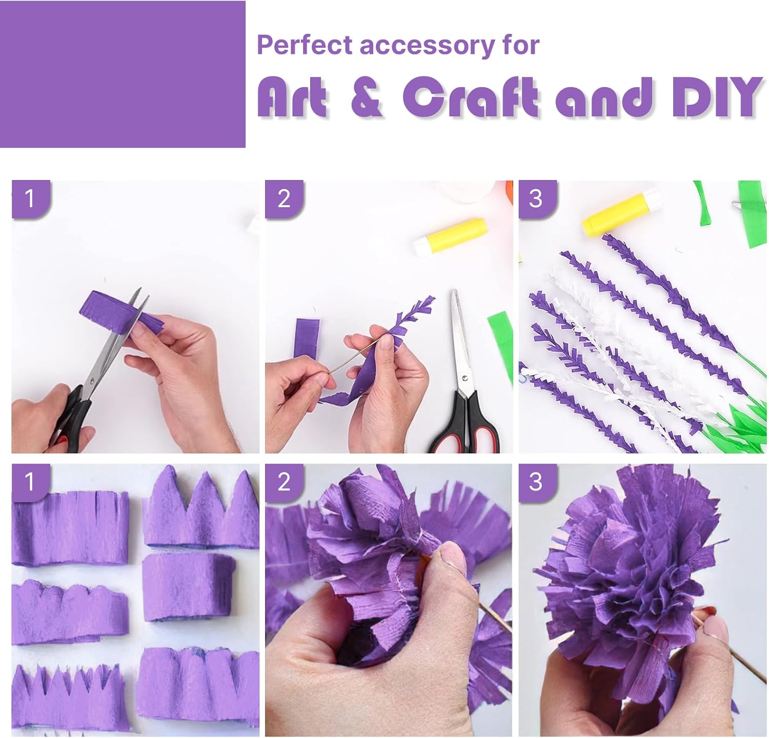 PartyWoo Crepe Paper Streamers - Navy & Purple 4 Rolls | 328ft for Party, Wedding & Baby Shower Decor