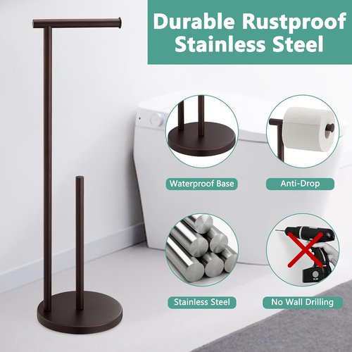 Housen Solutions Free Standing Toilet Paper Holder - Oil Rubbed Bronze Design for Jumbo Rolls