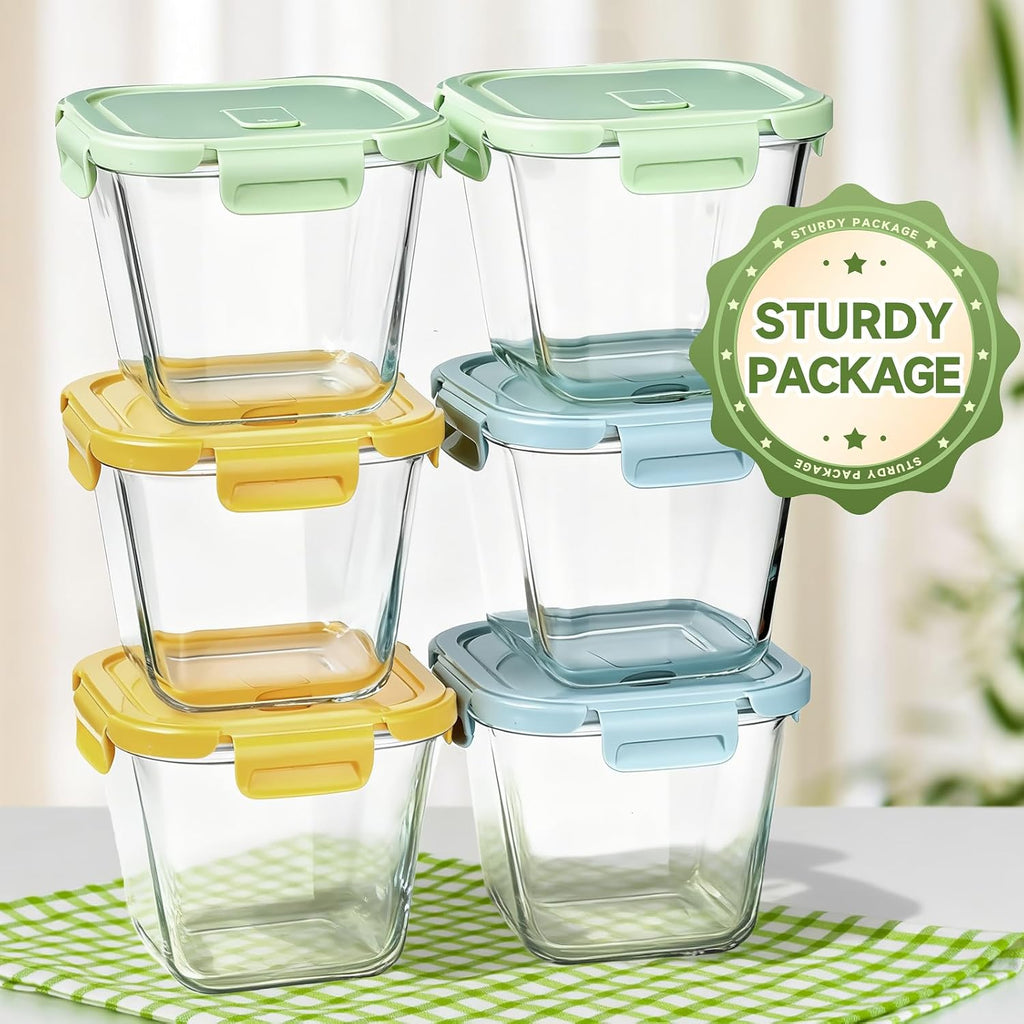 Regine Switzerland Glass Soup Containers - 32oz Borosilicate Storage with Airtight Lids | 6 Pack for Meal Prep
