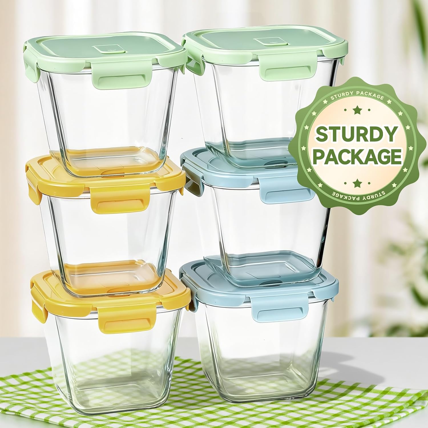 Regine Switzerland Glass Soup Containers - 32oz Borosilicate Storage with Airtight Lids | 6 Pack for Meal Prep