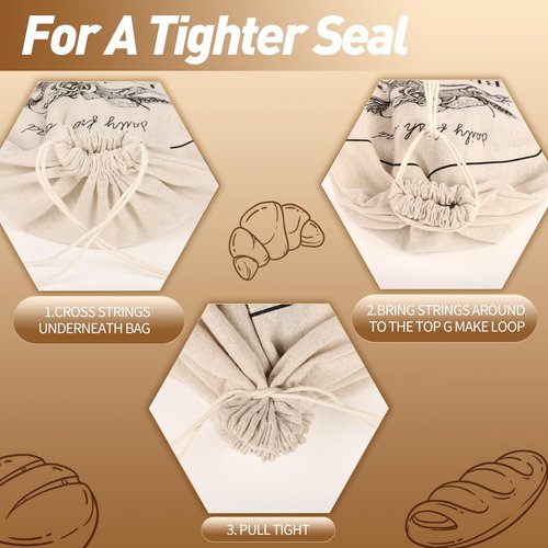 Bread bags for homemade bread with TPU lining, Ljexsvoy sourdough breads bag, and linen bread bag, 2 (13.5 x17.5inch), reusable breads bags,good helper for storing fresh