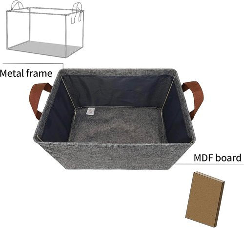 Granny Says Storage Baskets - Large Closet Organizer Bins with Metal Frame | Collapsible Gray 2-Pack