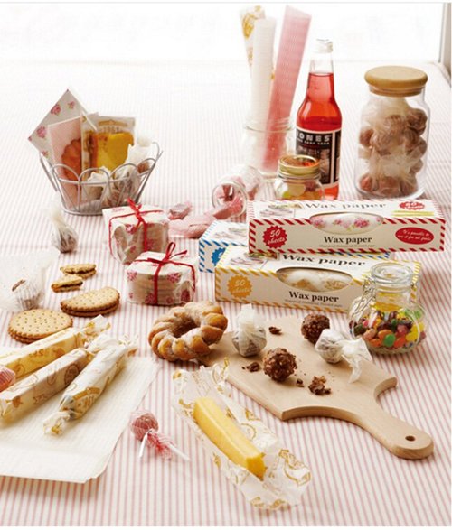 meleg otthon 50 Pcs Valentine's Day Floral Wax Paper Sheets for Food, Deli Parchment Baking Paper, Sandwich Candy Cookies Waterproof Wrappers Oilproof Basket Liners