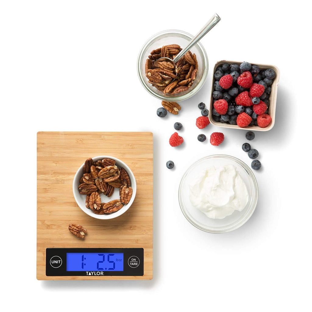 Taylor Digital Kitchen Scale - Accurate 11 Lb Capacity with Stylish Bamboo Design