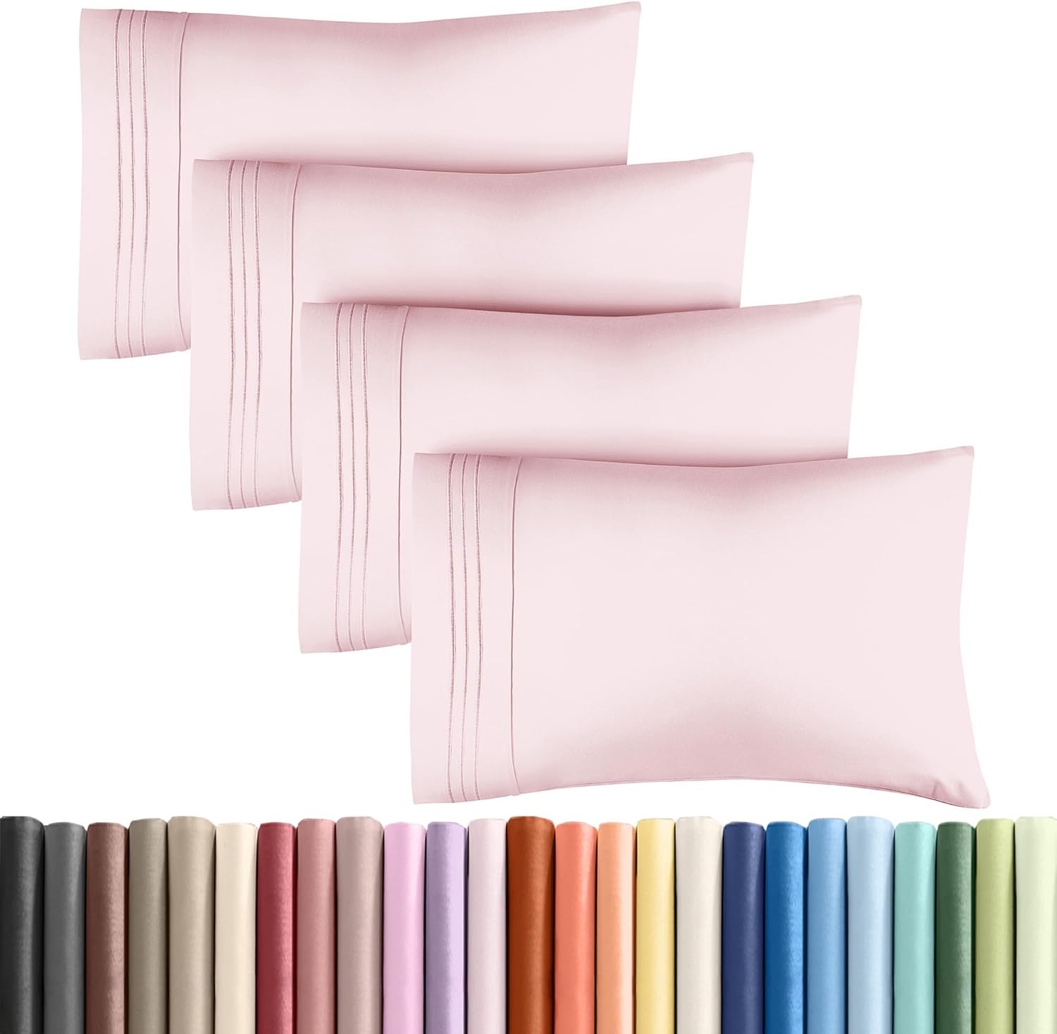 Skiennix Queen Pillow Cases Set of 4 - Ultra Soft Hotel Quality - Cozy, Wrinkle-Free & Fade Resistant - Lavender Pink