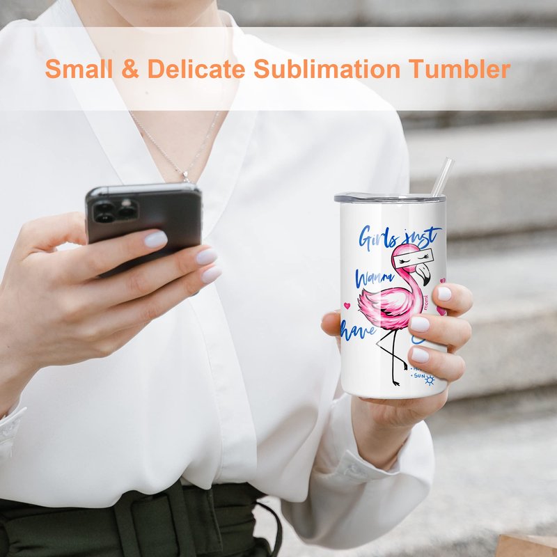 AGH 12 oz Sublimation Tumblers Blanks with Lids and Straws Stainless Steel Straight Skinny Tumblers for Kids Double Wall Vacuum Insulated Tumbler BPA-Free Great DIY Gift for Children 12 Pack