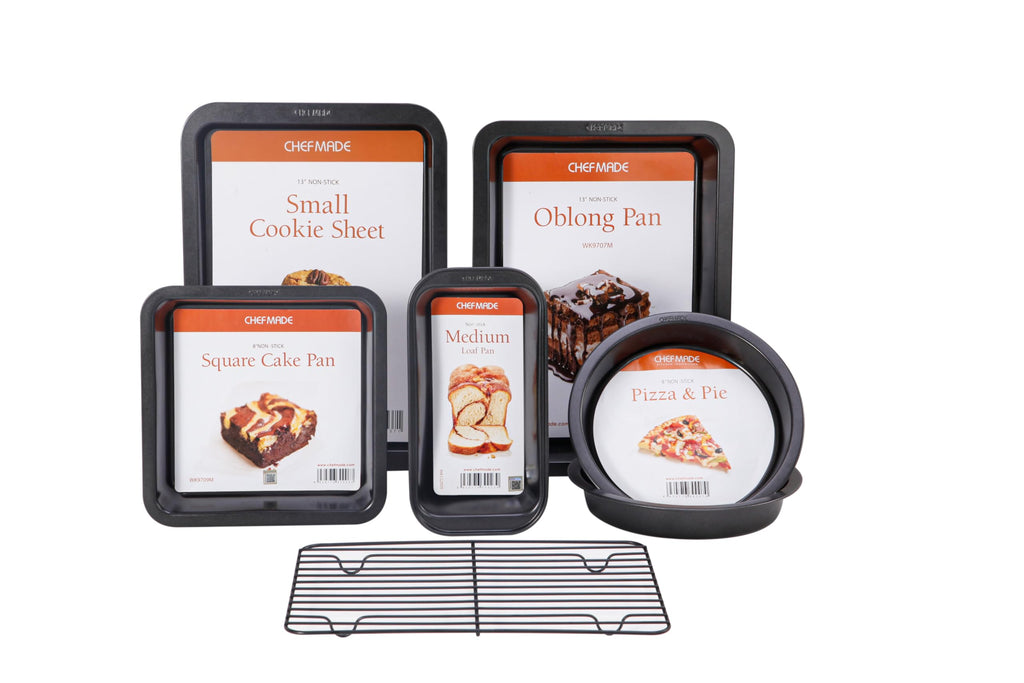 CHEFMADE Baking Pan Set, 7Pcs Non-Stick Cake Bread and Meat Bakeware for Oven Baking