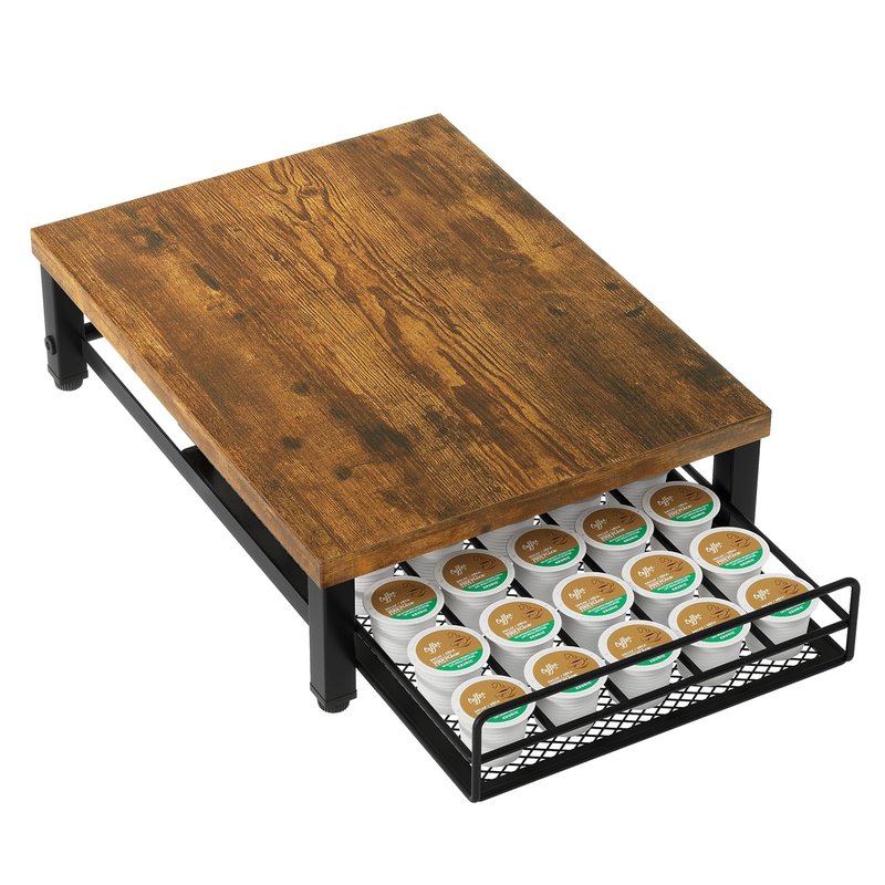 IBUYKE Wooden Coffee Pod Holder for K-Cup, 35 Capacity Capsule Pods Storage,Mullti Coffee Pod Drawer,Home Kitchen Counter Coffee Bar Station Organizer,Brown TCJ001H