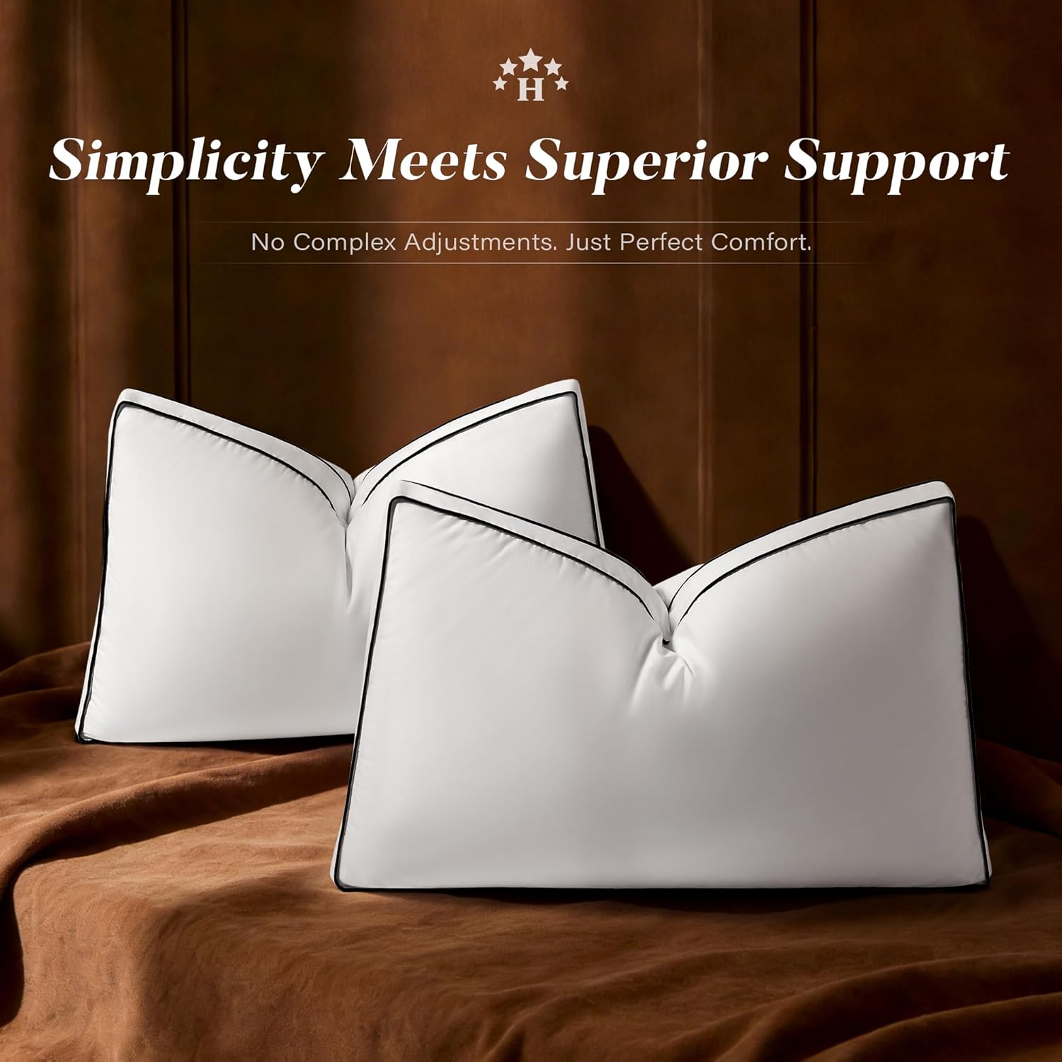 Regine Switzerland Goose Feather Down Pillows - Plush Queen Size Set of 2 for Side & Back Sleepers | 20x30 in.