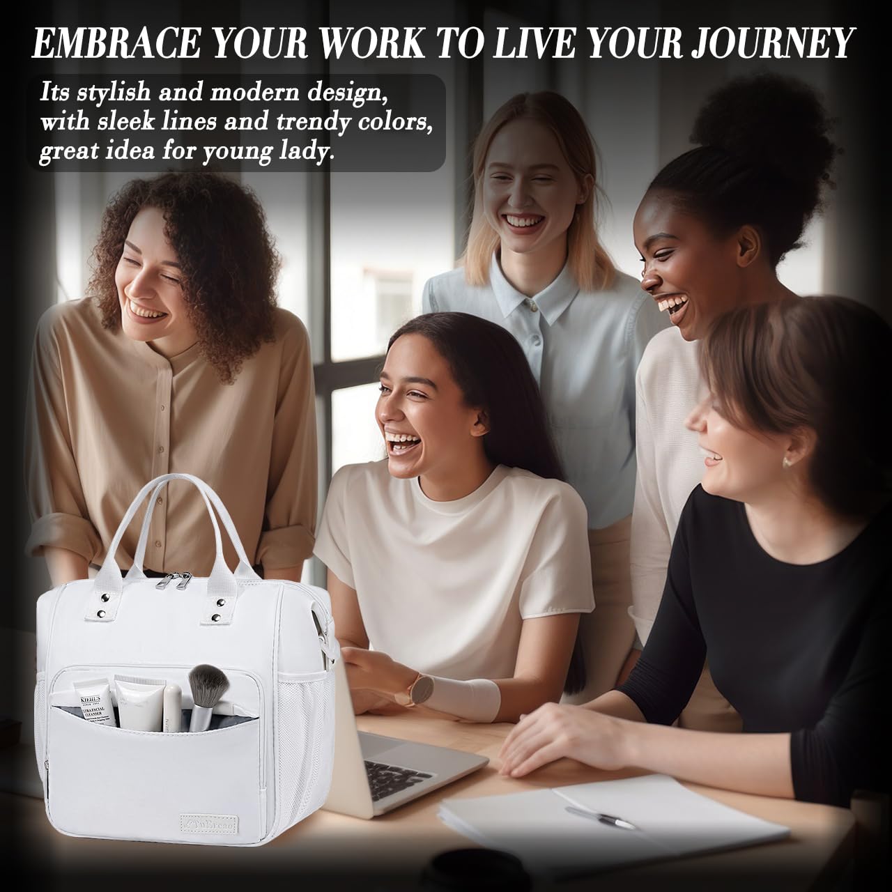 TuErCao White Lunch Bag Fits Bento Boxes, Snack and Foods, Cooler Bags Insulated Lunch Box for Women for Work