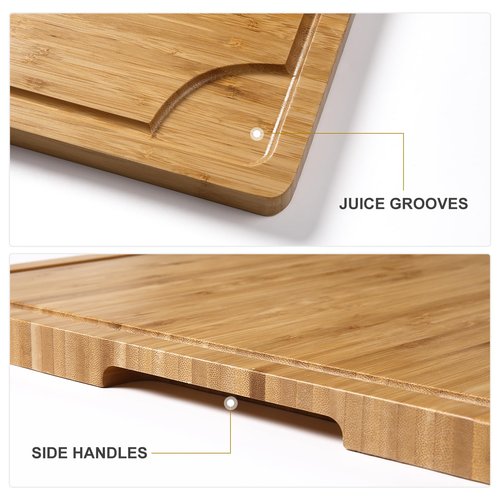 GAOMON 24 x 18 In Extra Large Bamboo Wood Cutting Board, Large Kitchen Chopping Board with Juice Groove, Cheese Charcuterie Board, Butcher Block, Charcuterie Board, 100% Organic Bamboo