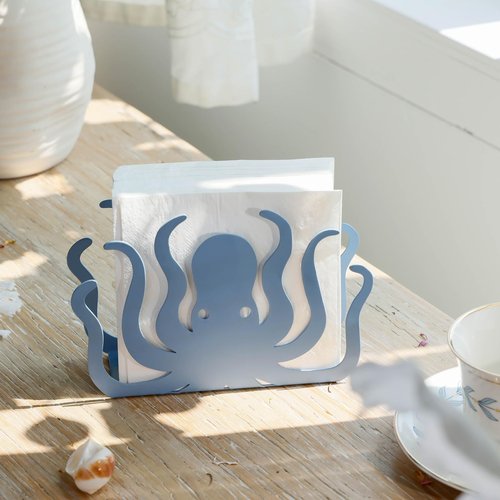 NIKKY HOME Napkin Holder for Tables, Octopus Iron Napkin Dispenser for Kitchen, Blue Freestanding Napkin Holders for Farmhouse Restaurants Home Party Decor