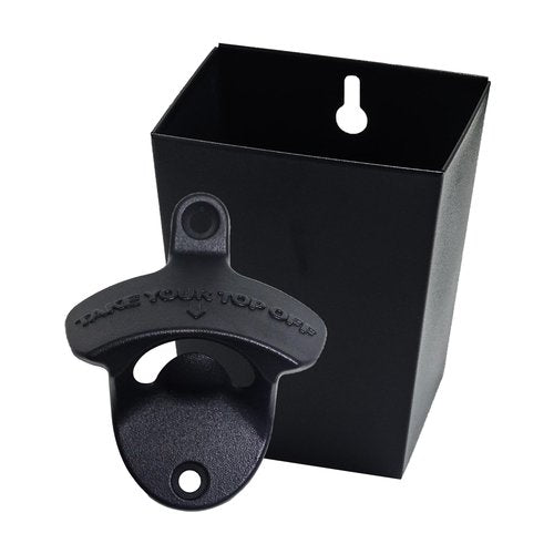 Jumiok Black Beer Opener Wall Mounted Take Your Bottle Top Off Bottle Opener with Cap Catcher Gifts