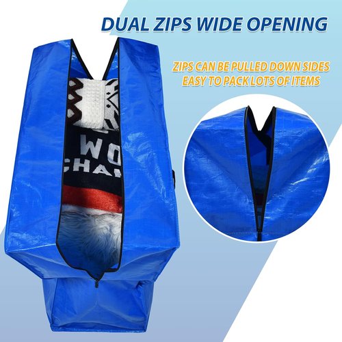 57 Gallon Extra Large Storage Bags by [Brand Name] - Heavy Duty Jumbo Moving Totes | 42x23x13.5 Inch - 2 Pack