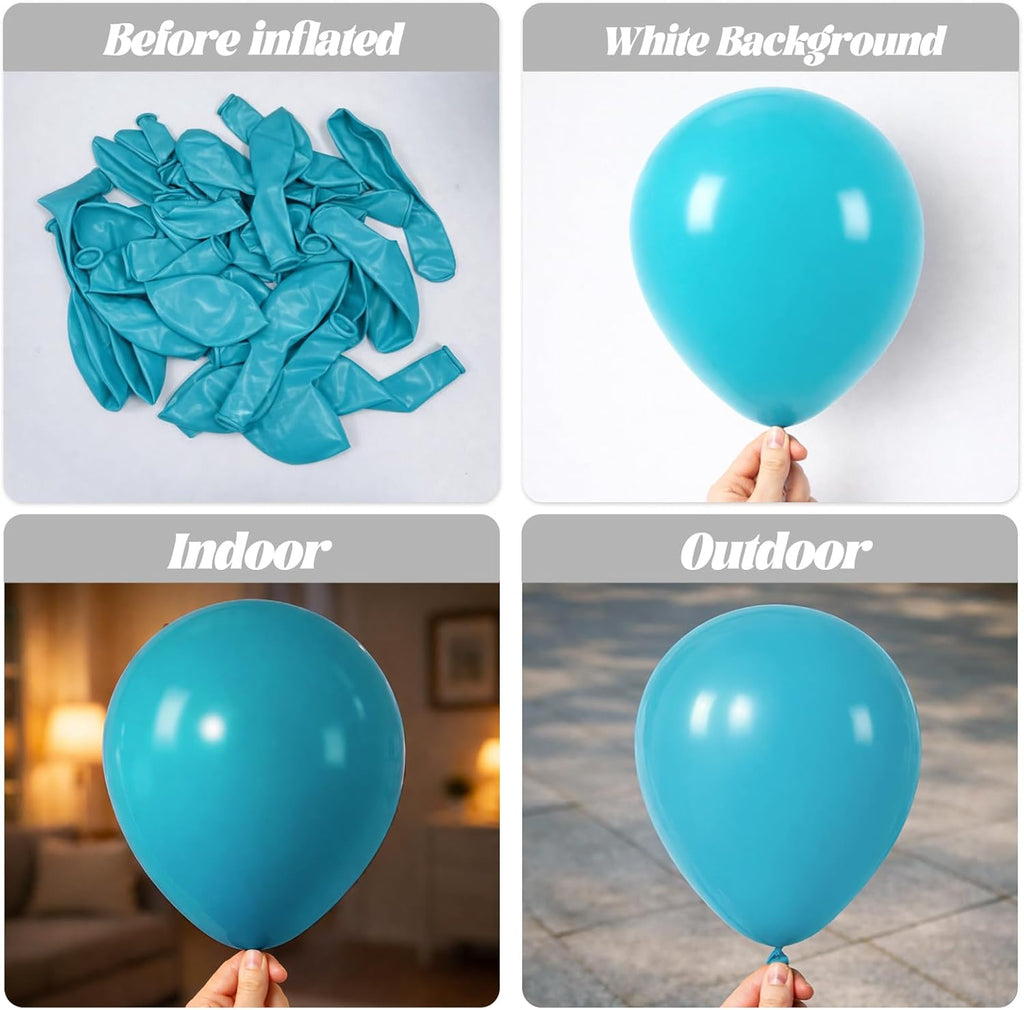 Voircoloria Peacock Blue Balloon Garland Kit - 130pcs Latex Balloons in Various Sizes for Parties & Celebrations