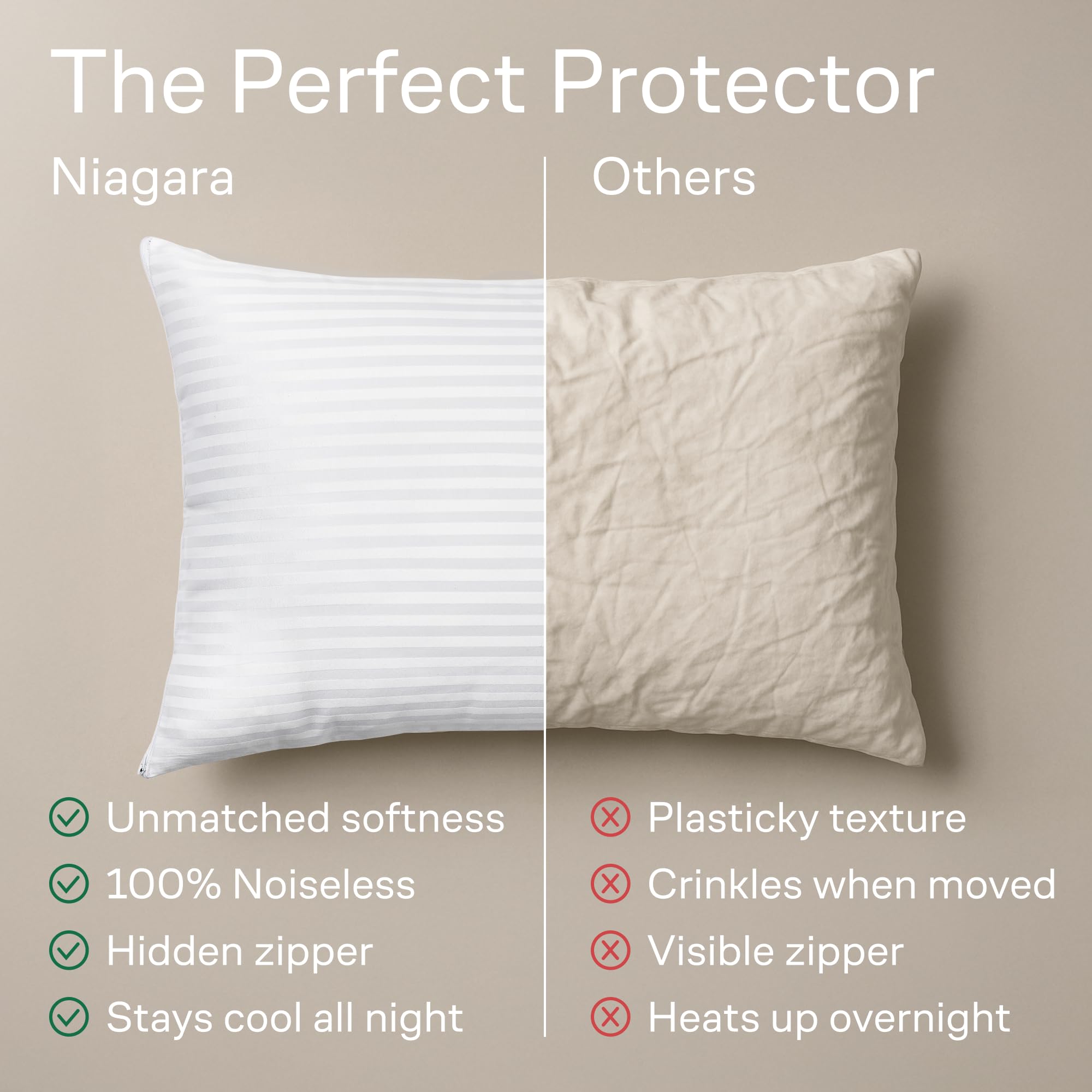 Set of 12 Pillow Protectors with Zipper King Size - 100% Resistant to Stains, Dust & Dirt - Washable Covers for Increased Pillow Lifespan
