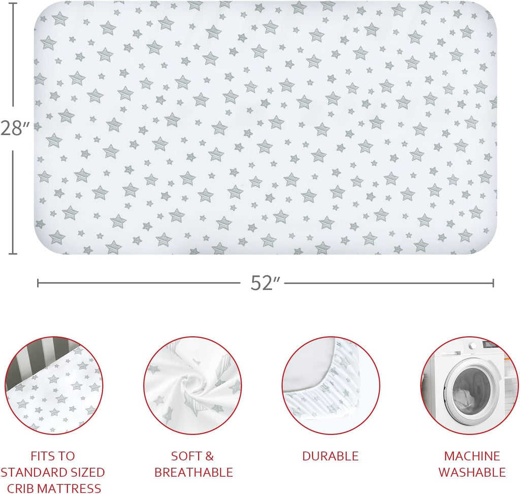 Skiennix Fitted Crib Sheets - Soft & Breathable 4-Pack for Standard Size Cribs | Pink Baby Gift Set