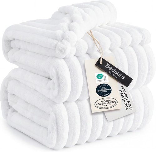 Bedsure GentleSoft White California King Blanket - Cozy Fleece Throw for Women | 102x96 Inches