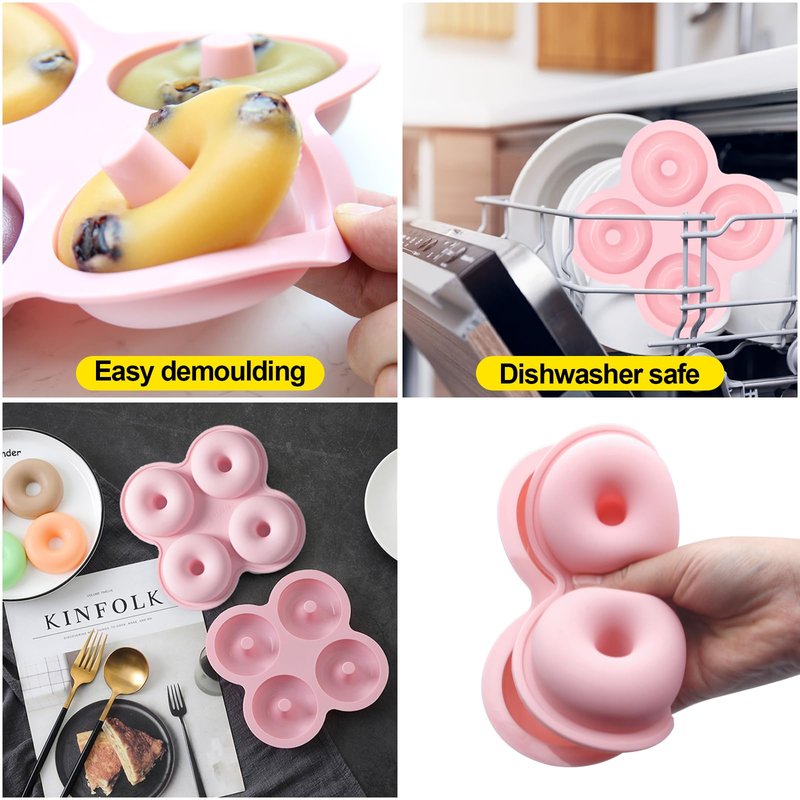 YINARONG 2 Pcs Air Fryer Donut Mold,Donut Pan,Reusable Donut Molds, Silicone doughnut mold, Cavity Non-Stick Bagel Pan,Air Fryer Accessories, Donut Pan for Baking