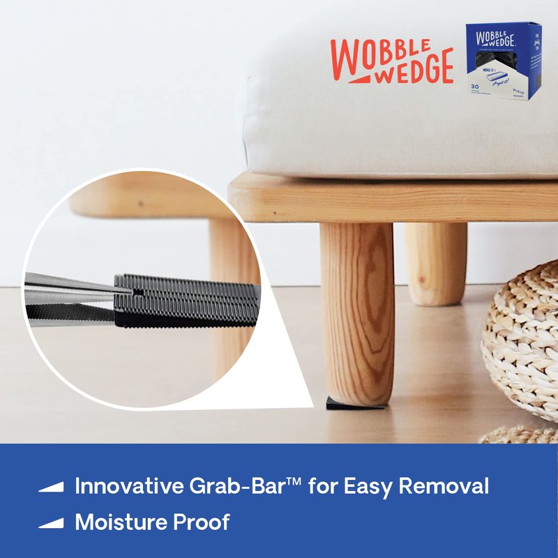 Wobble Wedges Rigid Plastic Shims, Multi-Purpose Shim Wedges for Home Improvement & Work - Plastic Wedge for Table, Toilet, Furniture Levelers & Leveling Feet, Made in USA, Black, 30Pack