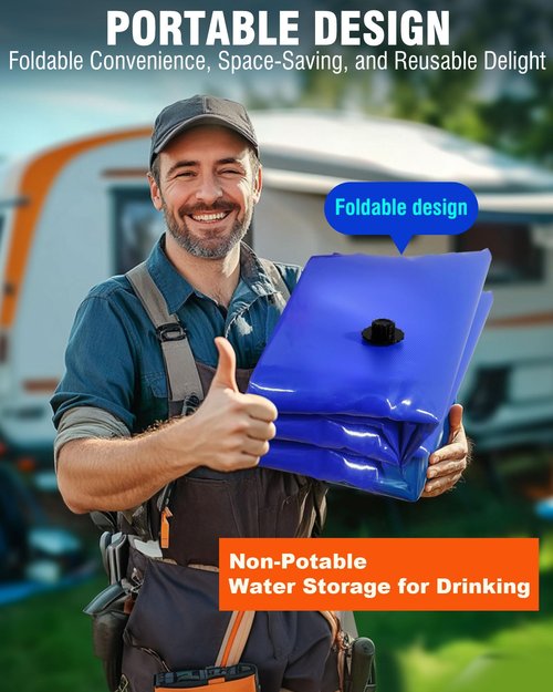 PYY Portable 264 Gallon/1000L Water Bladder - Truck Bed,Carrier Cart, Large Water Bob Bathtub Emergency Water Bladders for Outdoor RV Car Camping,Water Bladder Tank with Spigot,Overflow Kit-Blue