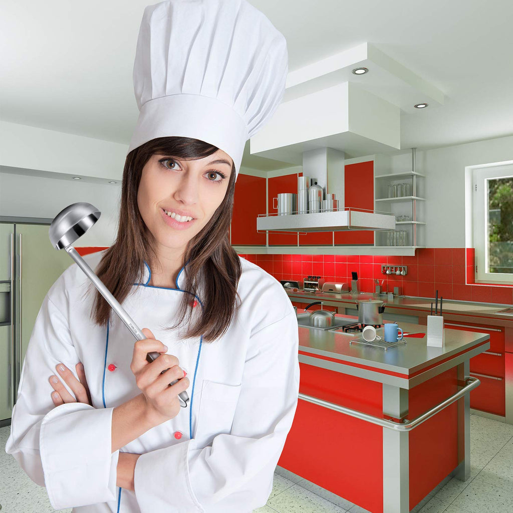 meekoo Stainless Steel Ladle Soup Handle Ladle with Pouring Rim for Kitchen Cooking Soup Sauce