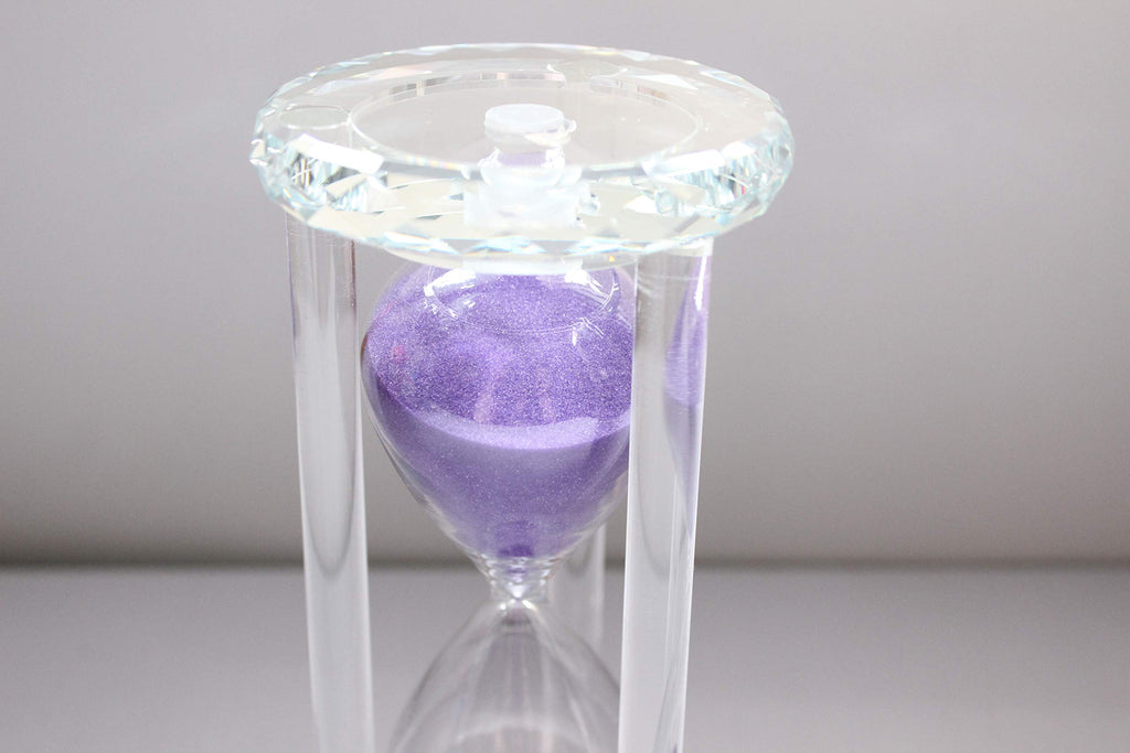 Lonovel 60 Minutes Hourglass Timer,Crystal Sand Timer Diamond Carving Surface,Good for Kitchen Office Desk Coffee Table Book Shelf Cabinet Decor Christmas Birthday Present Gift Box Package,(Purple)
