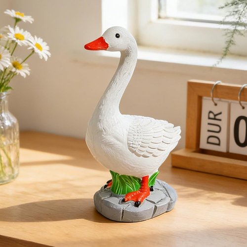 Exasinine Desk Goose Figurine - 7 Inch Office Table Decor Statue for Home Decoration