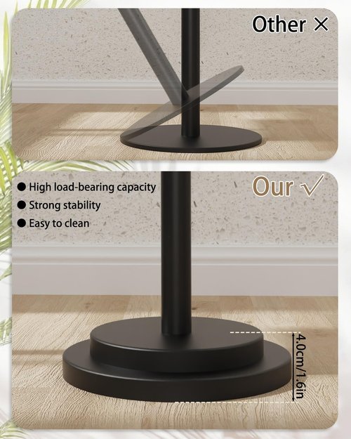 GUOHNHE Height Adjustable Drink Table, Vintage Round Indoor Metal Plant Stand, for Small Spaces, Living Room, Bedroom, Cocktail, 1 Pack, Black, GBZ001CB-1