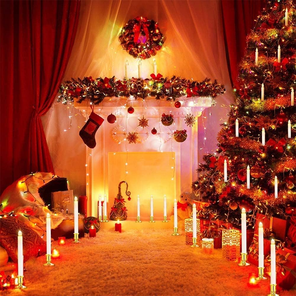 YAUNGEL Flameless Taper Candles - 6 Pack Battery Operated Window Candles with Timer & Remote | Holiday Decor