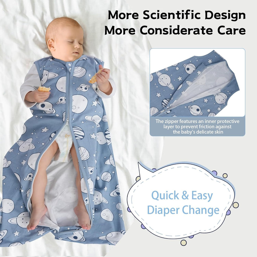 Skiennix Baby Sleep Sack - 100% Cotton Wearable Blanket for Newborns | 0-6 Months, 3-Pack, 2-Way Zipper