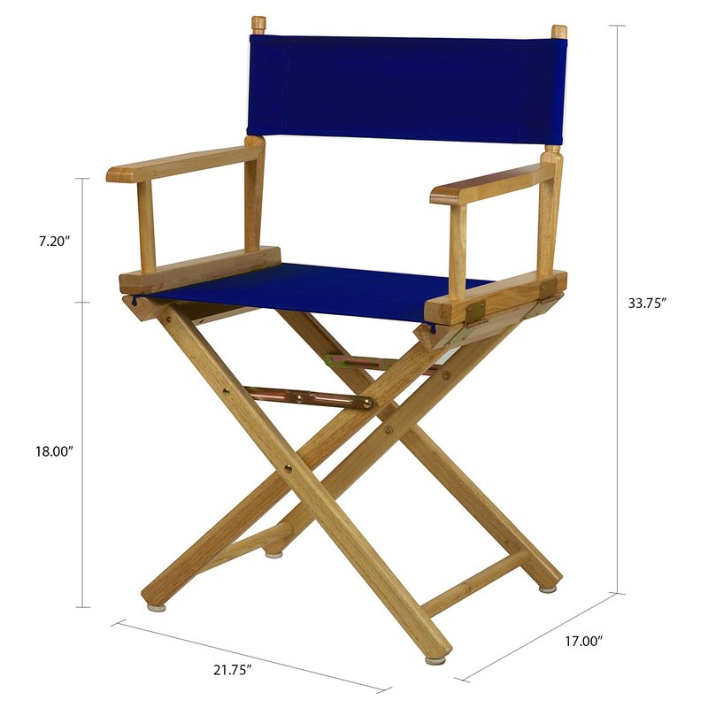 Casual Home 18" Director's Chair Natural Frame with Royal Blue Canvas