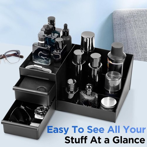 **Skiennix Men's Cologne Organizer - Stylish Bathroom Countertop Storage for Perfume & Cologne | Sleek Design**