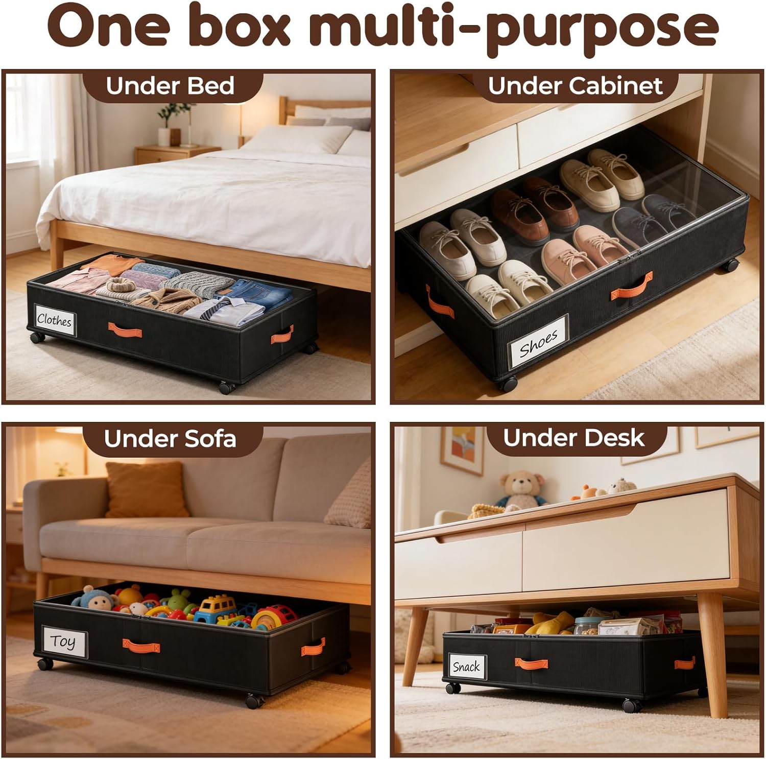 Under Bed Storage Containers by [Brand Name] - 66L Rolling Drawers with Clear Lids | 2-Pack for Clothes & Shoes (30” L x 16.2” W x 7.5” H)