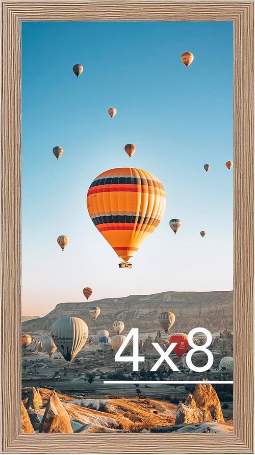 JCJMY 4x8 Picture Frame - Rustic Brown Wall Mount or Tabletop Display | Shatter-Resistant Plexiglass