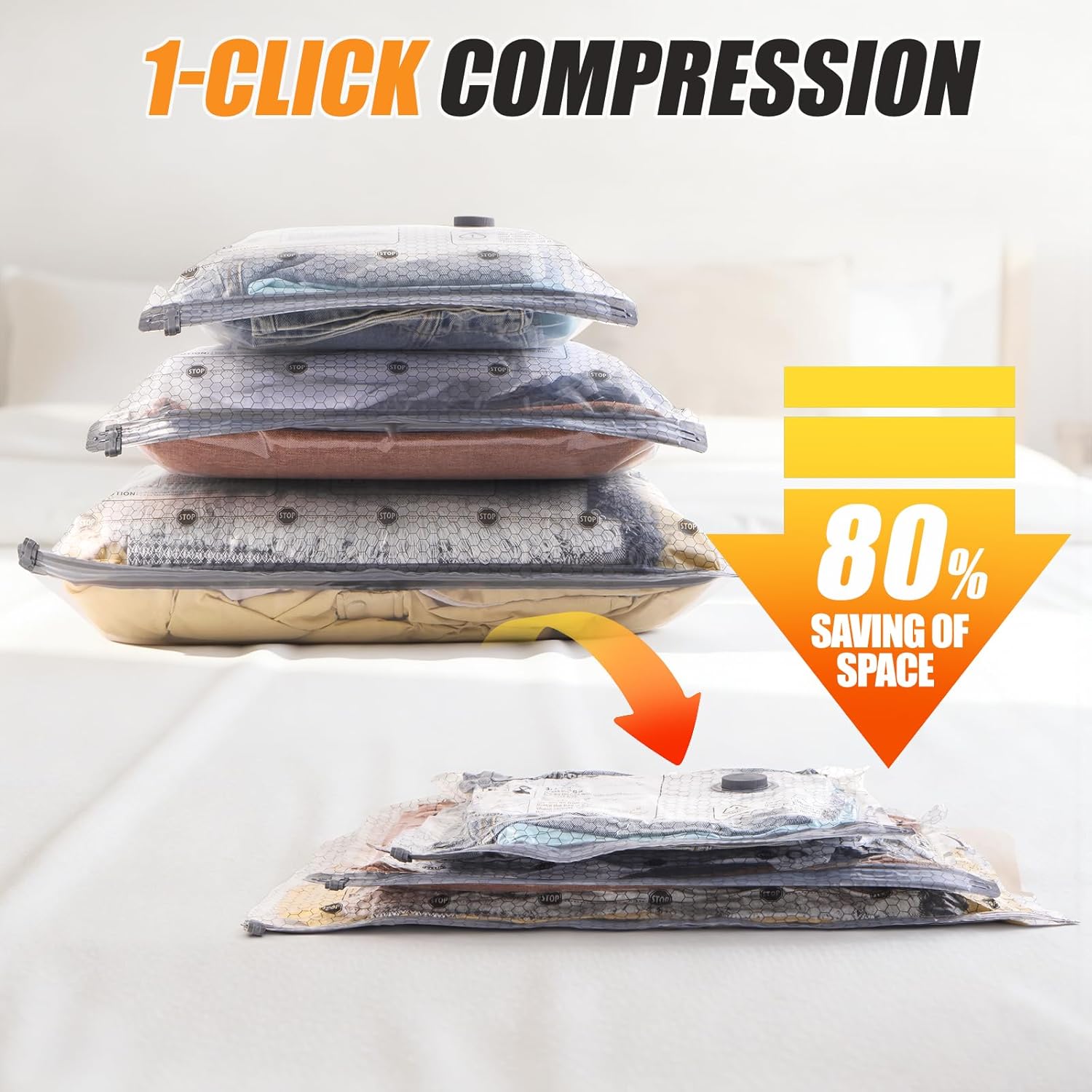 Skiennix Travel Vacuum Storage Bags - 20 Pack Compression Packing Bags with Electric Pump | 80% Space Saver for Luggage