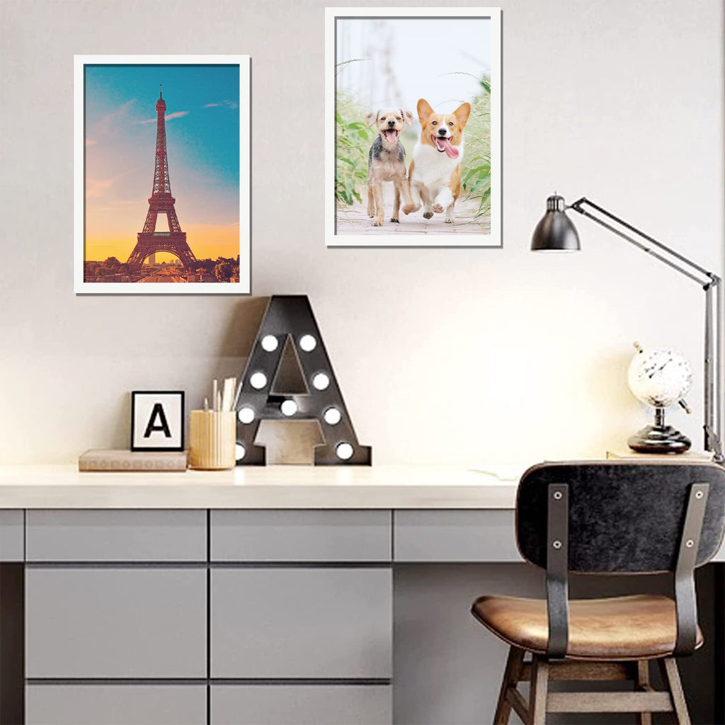 icariery 16x24 Picture Frame Set of 5, White Photo Frames High Transparent Wall Gallery Desktop Horizontal Vertical for Canvas Collage Photo Poster Certificate 16 x 24 inches