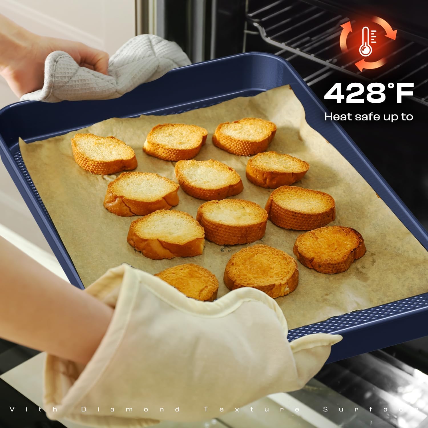 Skiennix 8-Piece Baking Pans Set - Nonstick Bakeware for Oven | Ceramic Coated Blue