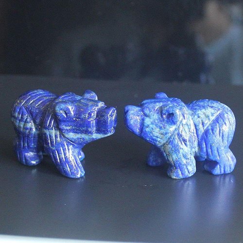 Hand-Carved Lapis Gemstone Bear Figurine | Unique Crystal Animal Sculpture