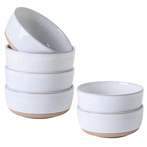 HASENSE 30 OZ Cereal Bowls, Porcelain Soup Bowls for Kitchen, 6 Inch Ceramic Cereal Bowls Set of 6 for Soup, Cereal, Oatmeal and Rice, Microwave and Dishwasher Safe, Bluish White