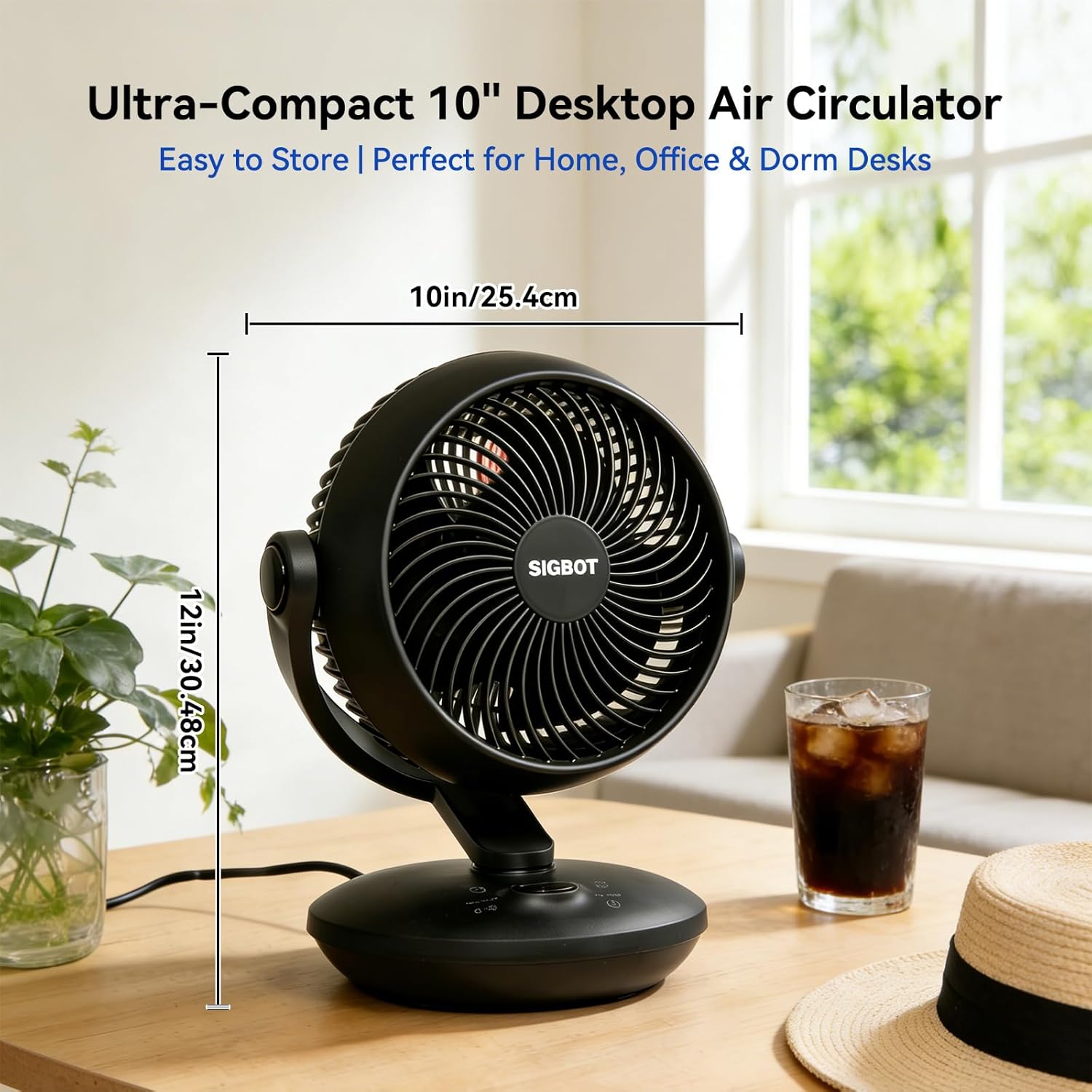 Skiennix Ultra Quiet 10-Inch Desk Fan - Remote Control, 8-Speed Oscillation & 9-Hour Timer | 70ft Airflow