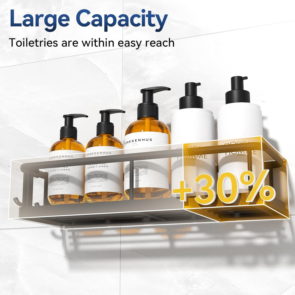 YASONIC Shower Caddy - No Drill Bathroom Organizer with Removable Hooks & Soap Holder | Rust Proof, 3 Pack, Black