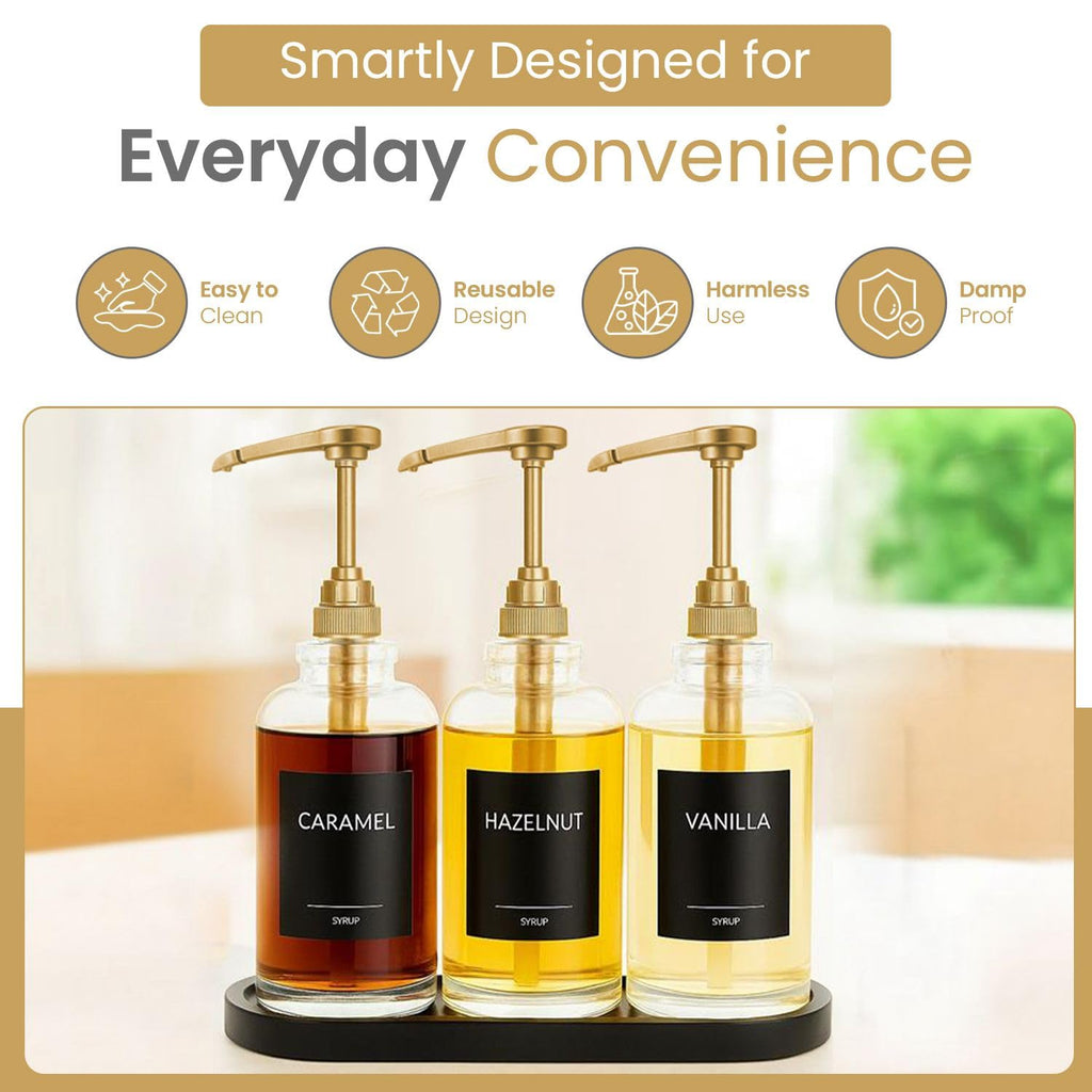 Torani Gold Plastic Syrup Pumps - 2-Pack for 750ml Bottles - Ideal Coffee Dispenser - Not for Glass