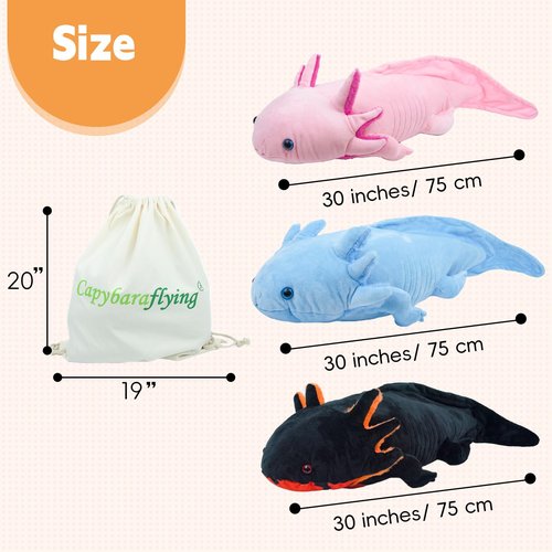 capybaraflying Microwavable Axolotl Weighted Stuffed Animal, 30'' Axolotl Plush Toys, Heatable and Coolable Pad, Microwaveable Plush Pillow Gift for All Ages Stuffed Animals, Black…