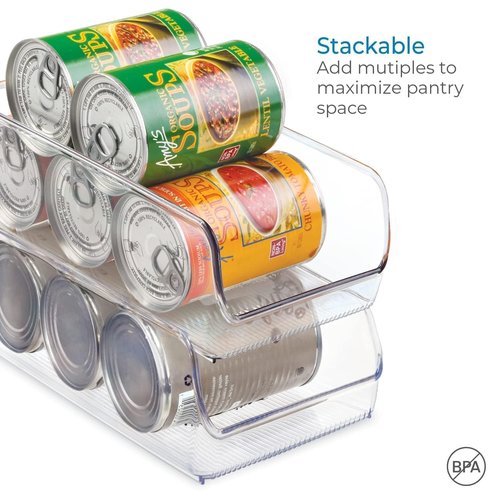 iDesign Linus Plastic Fridge and Freezer Storage Organizer Bin, Clear Container for Food, Drinks, Produce Organization, BPA-Free , 11" x 5.5" x 3.5", Set of 2, Clear