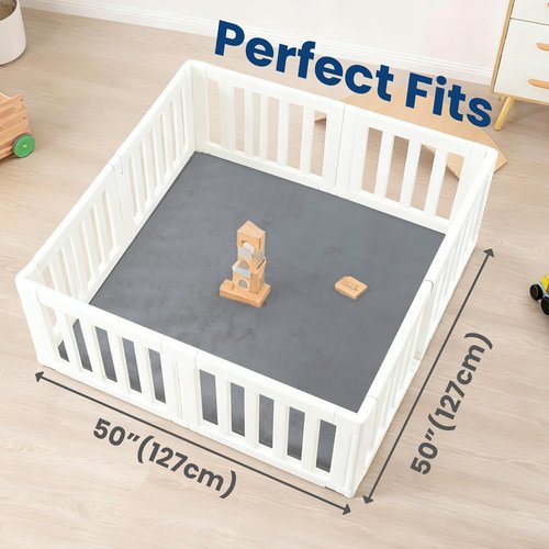 Huloo Play Mat - Non-Toxic 50"×50" Thick Elasti-Foam for Tummy Time | Soft Coral Velvet, Dark Grey