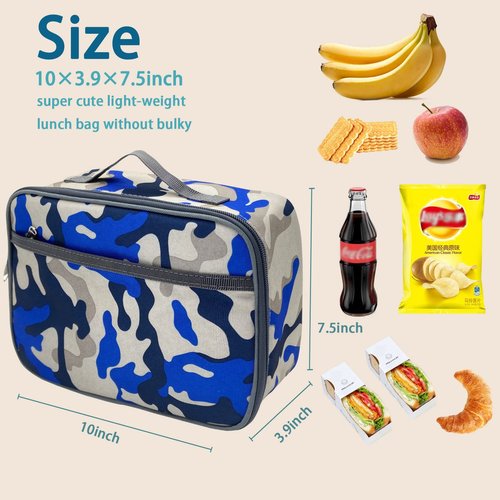 Kulle Camo Lunch Box for Boys, Insulated Space Theme Lunch Bag, Thermal Reusable Lunchbox for Kids, School, Outdoor - Washable & Leakproof