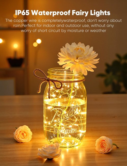 Brightown LED Fairy Lights - 30 Pack Battery Operated 7ft Waterproof Silver Wire String Lights | Perfect for Mason Jars, Weddings & Parties