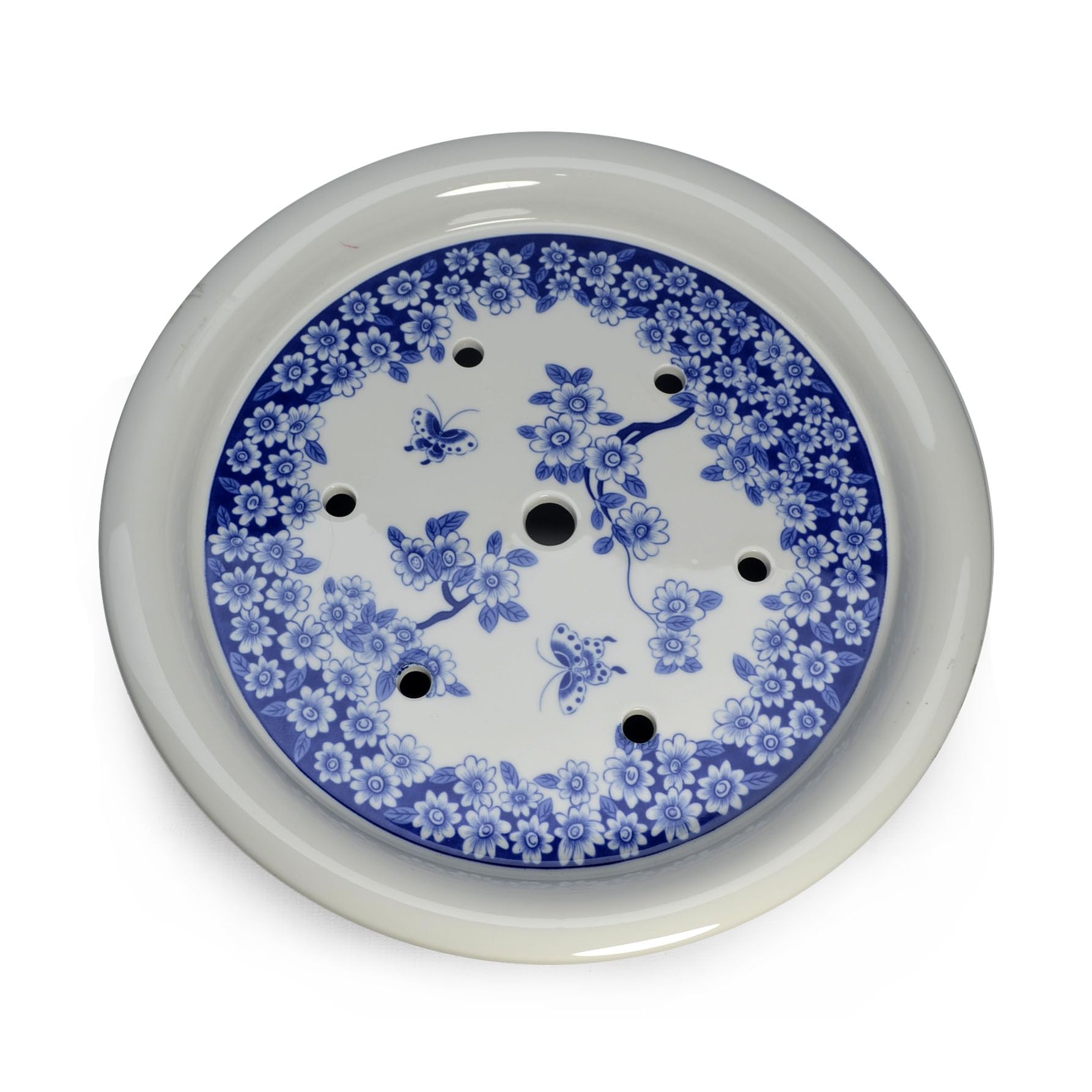 Porcelain Tea Tray, Double-Layer Ceramic Tray Round for Tea Coffee Serving Table (Fish)